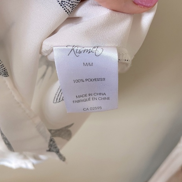 Kismet Sparrow Bird White Long Blouse Button Down Shirt Size Medium - Picture 8 of 9